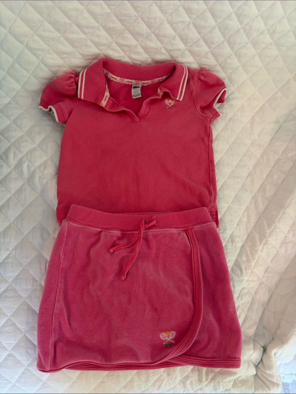 Baby Gap Kids Bright Pink Polo Tennis skirt dress set